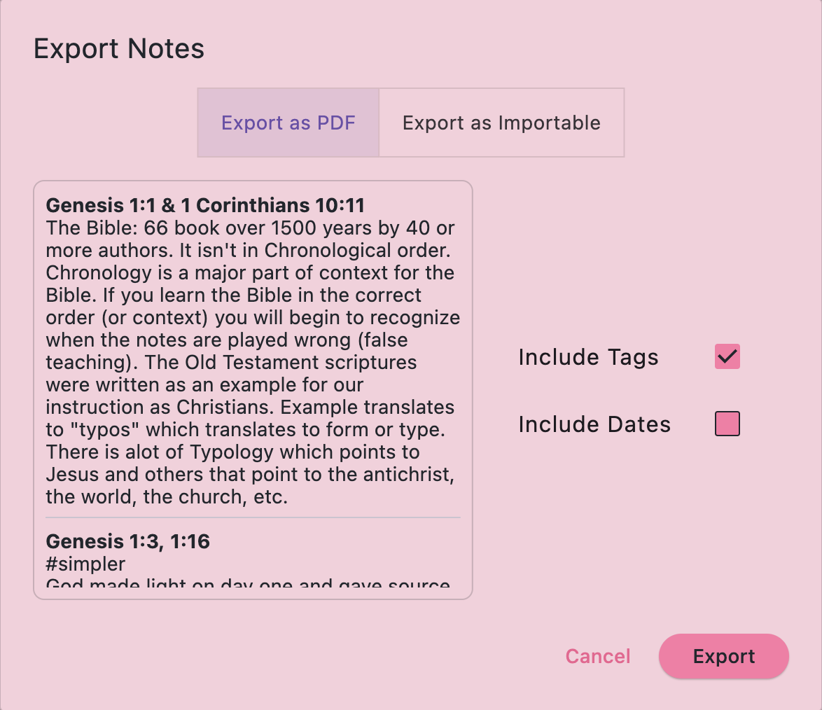Export options for sharing studies
