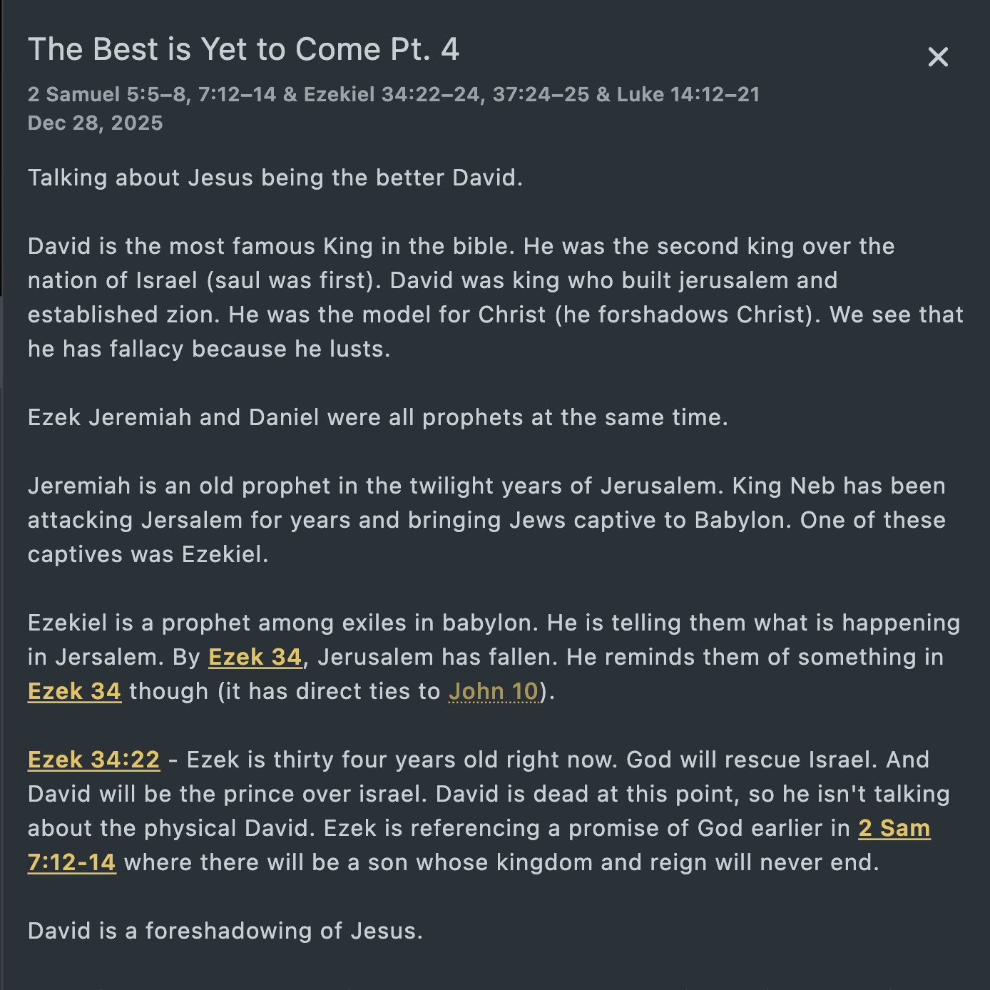 A Marginality note preview in dark mode with linked Bible references